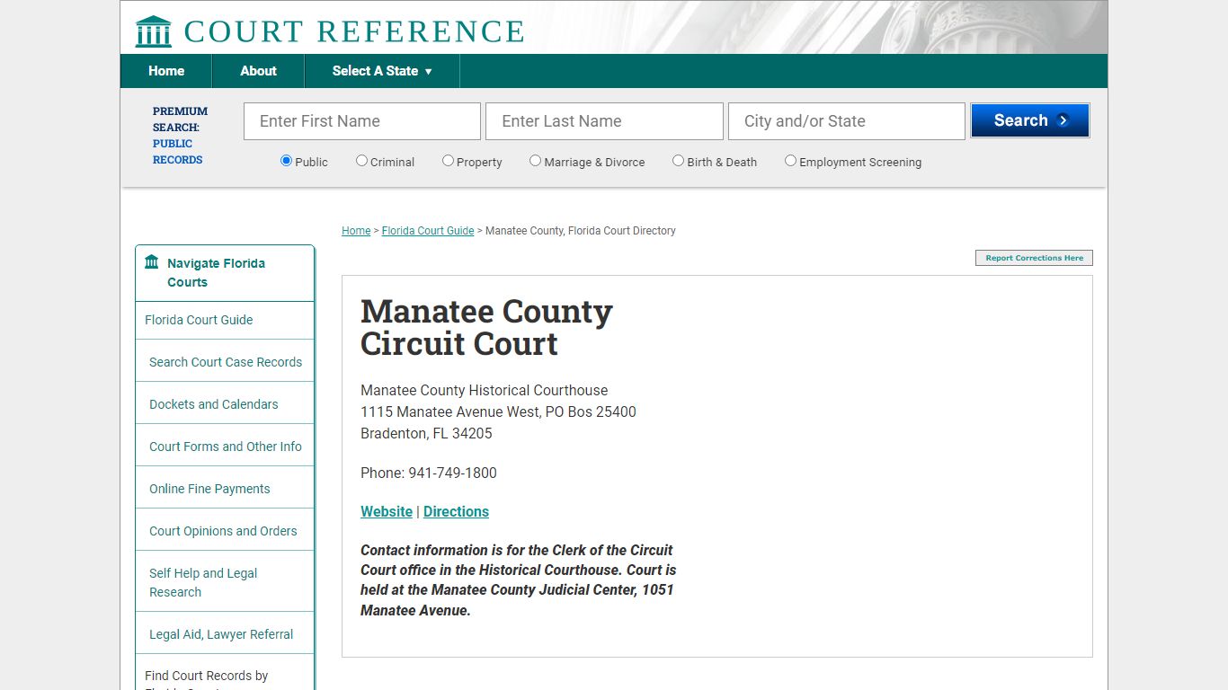 Manatee County Circuit Court - Courtreference.com